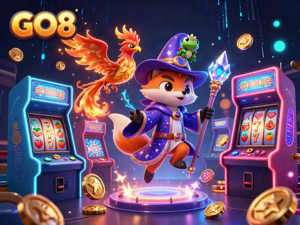 Engage in the thrilling world of GO8 casino with mystical characters and vibrant gaming elements.
