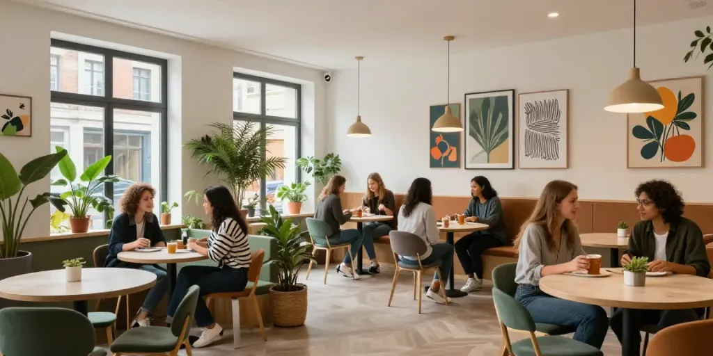 Coliving à Lille : espaces communs modernes et chaleureux, convivialité entre résidents.
