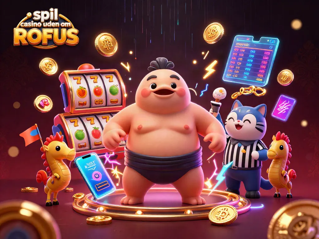 Experience thrilling gameplay in a vibrant 3D setting with spil casino uden om ROFUS illustrations, featuring dynamic slot elements.
