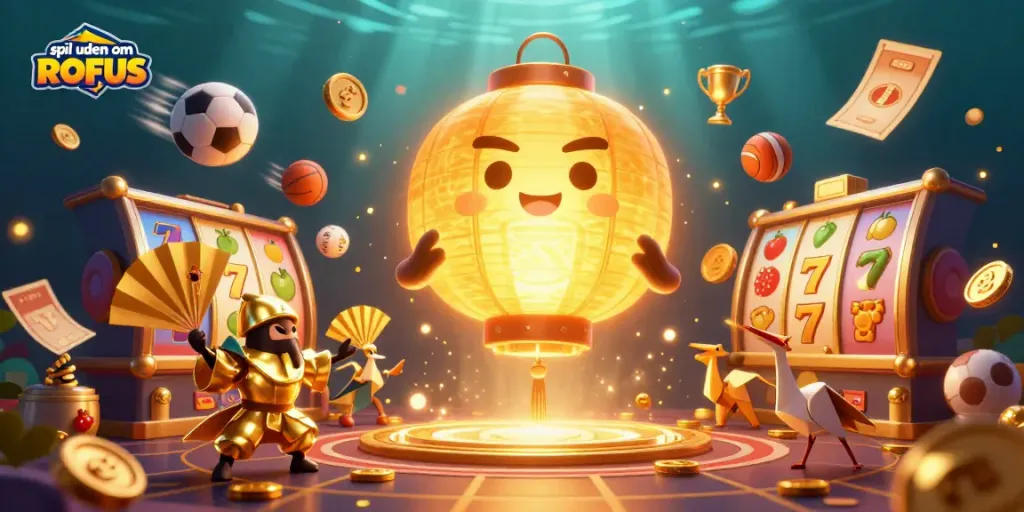 Engage with top-notch games and jackpots at spil uden om ROFUS, featuring vibrant characters and dynamic sports elements.