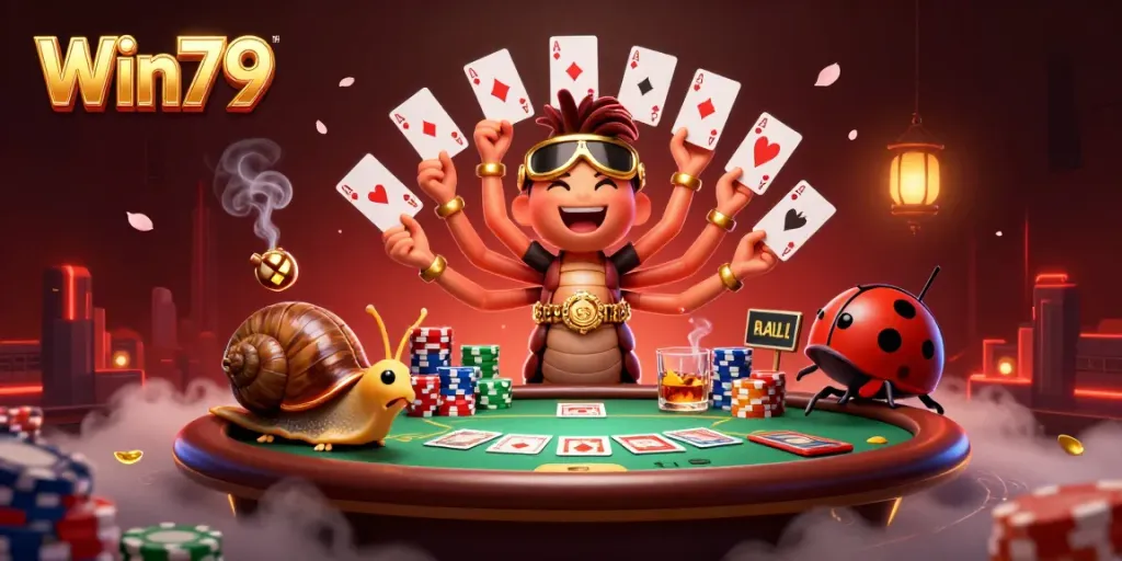 Experience thrilling gameplay at Win79 with our fun 3D casino illustration featuring vivid characters and vibrant game elements.